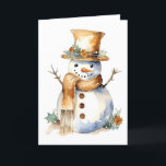Cartão De Festividades Feliz Snowman com o VAZIO de Destaques Dourados<br><div class="desc">Você adora enviar cartões para o Natal, feriados, e realmente todo o inverno? Se sim, você provavelmente ama cartões de vazio. Você pode usá-los para enviar a alguém um cartão para desejar-lhes um Feliz Natal ou Feliz Feriados. Pode também enviar cartões para que alguém saiba que está a pensar neles....</div>