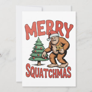 Cartão De Festividades Feliz Squatchmas Árvore de Natal do Pé Grande Sasq