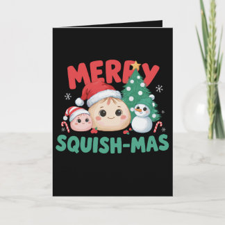 Cartão De Festividades Feliz Squish Mas Natal Dumpling Boneco de Neve Árv