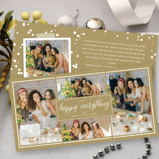 Cartão De Festividades Feliz Tudo Simples Colagem de Fotos com Letra Bran