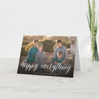 Cartão De Festividades Feliz Tudo Simples Script Branco Fotografia Modern