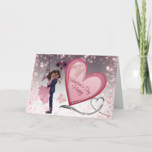 Cartão De Festividades  feliz Valentin de Torre Eiffel (Frente)