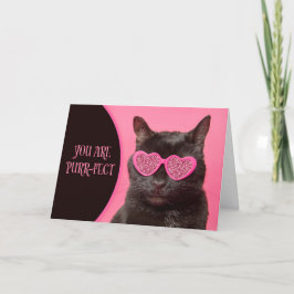 Cartão De Festividades Feliz Valentine Day Cute Cat em Óculos Leves