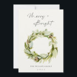 Cartão De Festividades Feliz verde e logotipo de Natal brilhante<br><div class="desc">Se precisar de mais alguma personalização,  por favor,  sinta-se à vontade para me enviar uma mensagem em yellowfebstudio@gmail.com.</div>