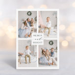 Cartão De Festividades Feliz Verde Elegante e Foto Brilhante 4<br><div class="desc">Cartão com fotos de feriado simples e elegante com texto personalizado no verso. Para personalização mais avançada deste design,  clique no link personalizar mais para alterar a fonte,  o tamanho,  a cor,  etc.</div>