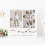 Cartão De Festividades Feliz Vermelha Elegante e Praça de Fotografias Bri<br><div class="desc">Cartão quadrado de fotos simples e elegante com um padrão branco de neve no verso. Para personalização mais avançada deste design,  clique no link personalizar mais para alterar a fonte,  o tamanho,  a cor,  etc.</div>