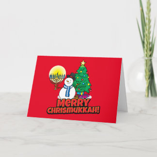 Cartão De Festividades Feliz Vermelha Personalizada Chrismukkah Snowman c