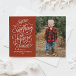 Cartão De Festividades Feliz Vermelha Tudo e Foto Sempre Feliz<br><div class="desc">Feliz tudo,  e feliz sempre! Envie cartões de natal quentes para a família e amigos com esta placa plana de feriado personalizável. Apresenta caligrafia festiva moderna. Personalize este cartão de feriado fotográfico adicionando os seus próprios detalhes. Este cartão de férias moderno está disponível em outros estoques de cartão.</div>