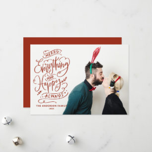 Cartão De Festividades Feliz Vermelha Tudo e Foto Sempre Feliz