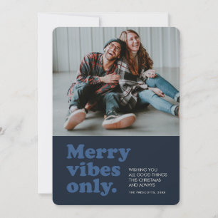 Cartão De Festividades Feliz vibes apenas retrô marinho foto de Natal
