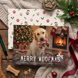 Cartão De Festividades Feliz Woofmas Cachorro Foto Divertida Natal