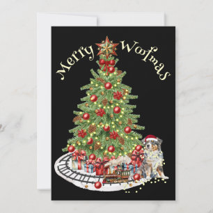 Cartão De Festividades Feliz Woofmas Design de Cachorro - Australian Shep