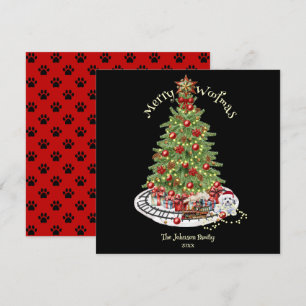 Cartão De Festividades Feliz Woofmas Design de Cachorro - Bichon Frise