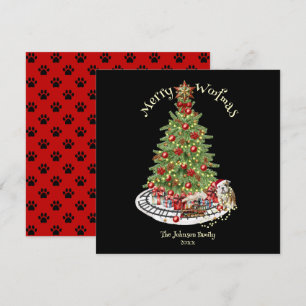 Cartão De Festividades Feliz Woofmas Design de Cachorro - Bulldog Inglês
