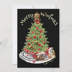 Cartão De Festividades Feliz Woofmas Design de Cachorro - Bulldog Inglês