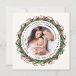 Cartão De Festividades Feliz Wreath Winter Little Christmas Photo<br><div class="desc">Um design de Natal moderno</div>