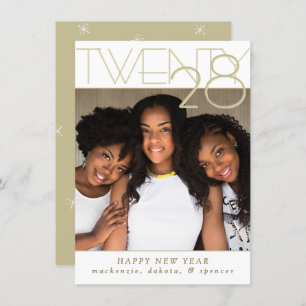 Cartão De Festividades Felizes anos novos Dourados modernos   Foto person