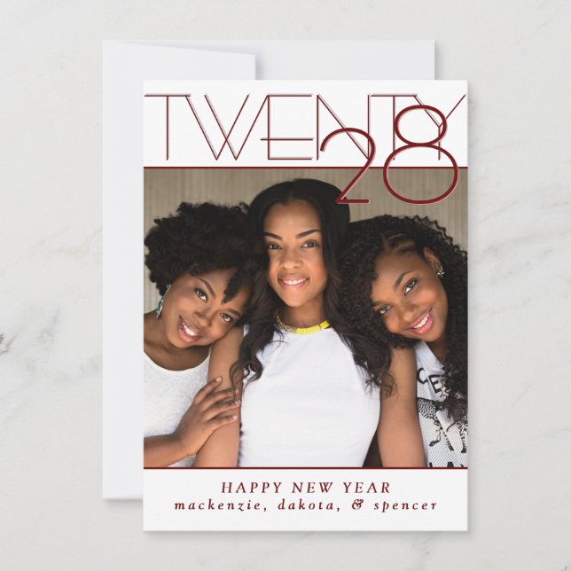 Cartão De Festividades Felizes anos novos Vermelhos Modernos | Foto perso (Frente)