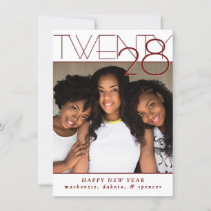 Cartão De Festividades Felizes anos novos Vermelhos Modernos Foto perso