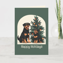 Cartão De Festividades Felizes Cães Rottweiler Feriados
