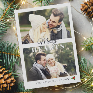 Cartão De Festividades Felizes Corações Românticas Foto de Natal