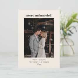 Cartão De Festividades Felizes e Casados Foto de Natal de Recém-Casados e