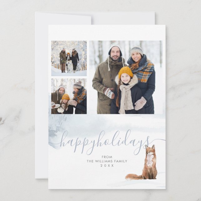 Cartão De Festividades Felizes Feriados 3 Colagem Fotográfica Foto Fox de (Frente)