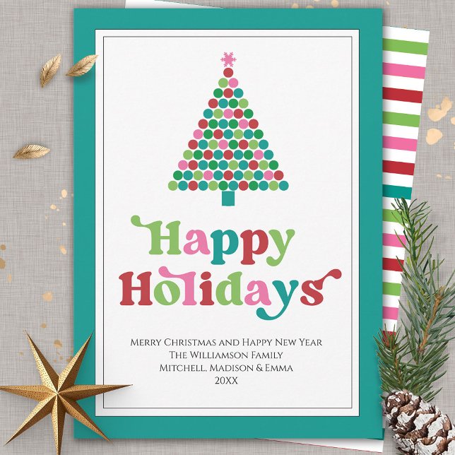 Cartão De Festividades Felizes Feriados Brincadinhos Retróficam Árvore de (Criador carregado)