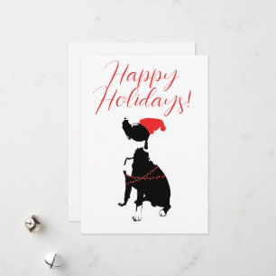 Cartão De Festividades Felizes feriados com Pitbull, chapéu de Papai Noel