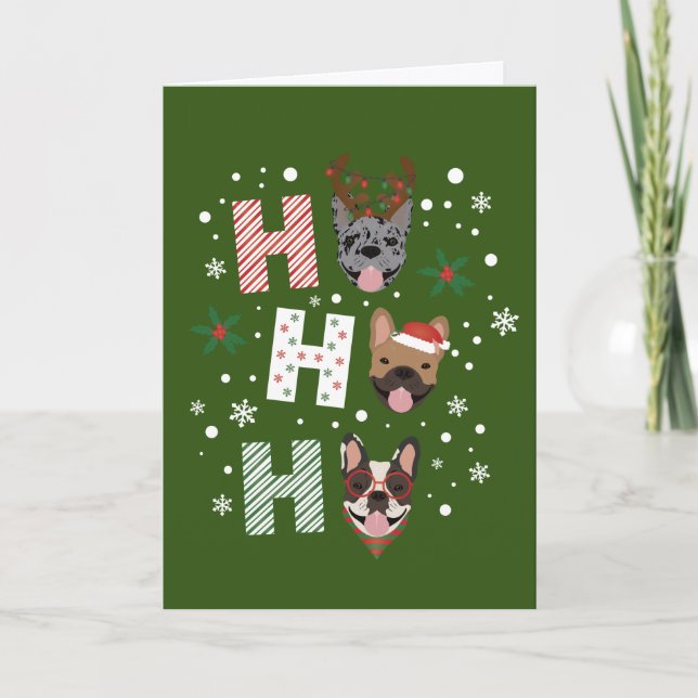 Cartão De Festividades Felizes Feriados do Cão-de-Obra Francês (Frente)