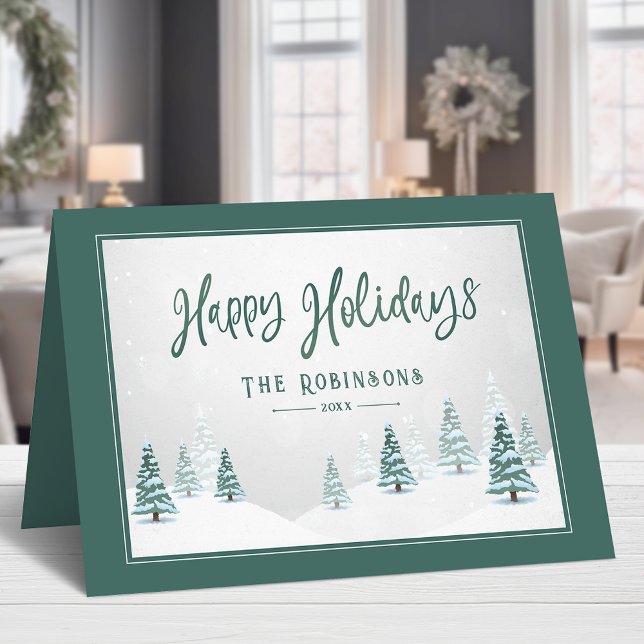 Cartão De Festividades Felizes Feriados do País Elegante Árvores de Inver (Available in high quality print or digital download for quick text messaging, email or self print.)