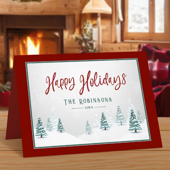 Cartão De Festividades Felizes Feriados do País Elegante Árvores de Inver (Available in high quality print or digital download for quick text messaging, email or self print.)