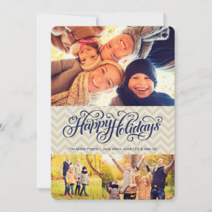 Cartão De Festividades Felizes feriados em Chevron 5x7 Flat