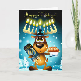Cartão De Festividades Felizes Feriados Engraçado Hanukkah Reindeer