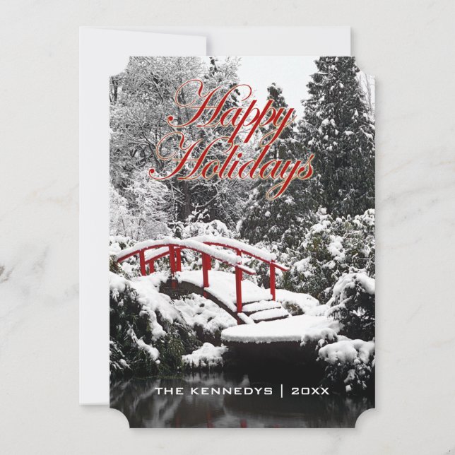 Cartão De Festividades Felizes Feriados - Ponte e lagoa (Frente)