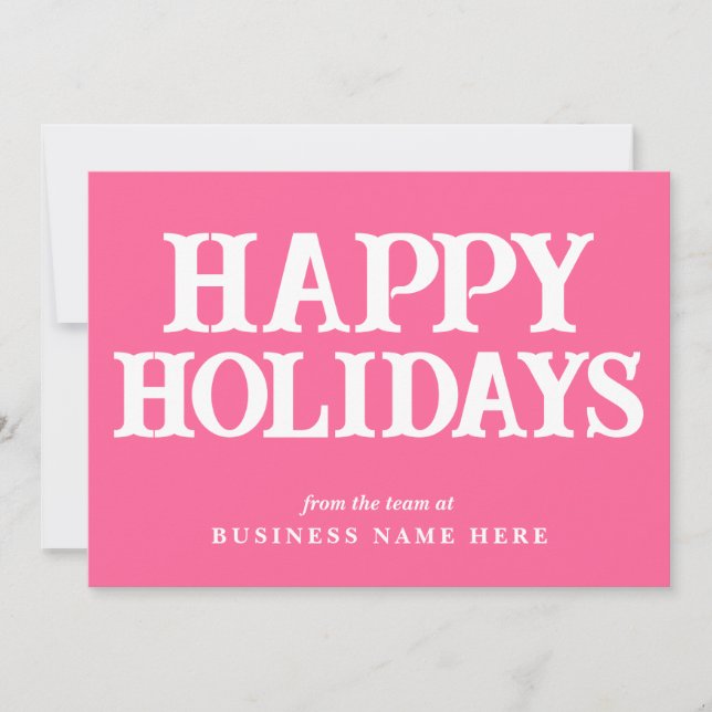 Cartão De Festividades Felizes Feriados Retro-Rosa Empresarial (Frente)