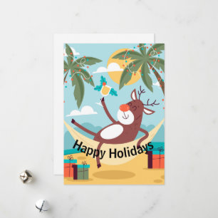 Cartão De Festividades Felizes Feriados Tropicais Rudolph