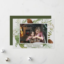 Cartão De Festividades Felizes Feriados Verdinho Verde Horizontal Foto
