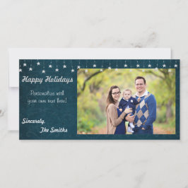 Cartão De Festividades Felizes Feriados Vintage Star Luzes Azul 8x4