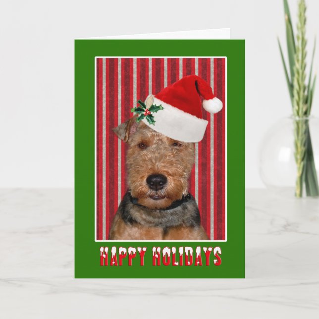 Cartão De Festividades Felizes Feriados Welsh Terrier (Frente)