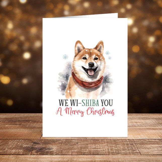 Cartão De Festividades Felizes Férias de Natal do Cão Shiba Inu (Criador carregado)