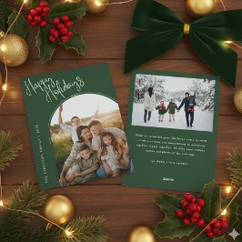 Cartão De Festividades Felizes Festas em Roteiro Moderno | Adicionar 2 Fo