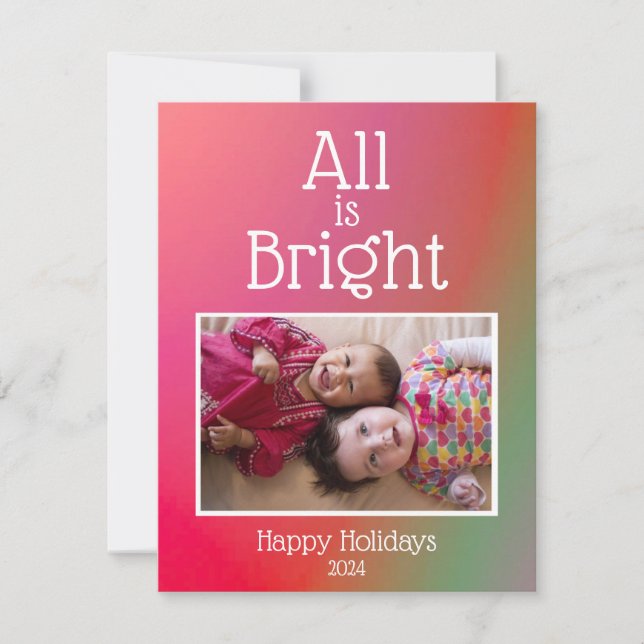 Cartão De Festividades Felizes Festas Tudo é Brilhante Vermelho Verde Omb (Frente)