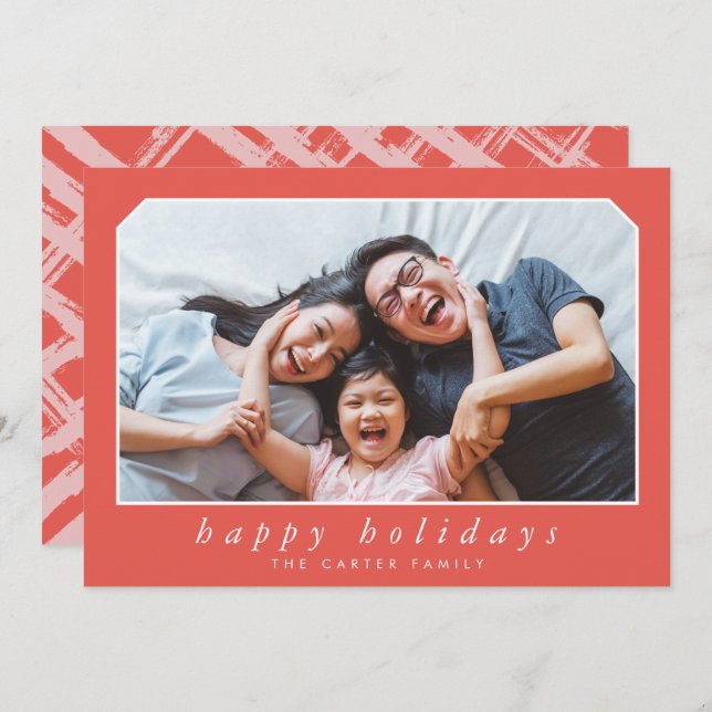 Cartão De Festividades FELIZES HOLIDAYS simples natal itálico enquadrado  (Frente/Verso)