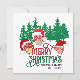 Cartão De Festividades FELIZMENTE CHRISTMAS MUSHROOM Christian