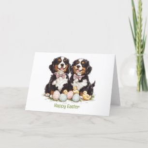 Cartão De Festividades Felz pascoa Bernese Cães de Montanha Ovos de Pásco