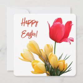 Cartão De Festividades Felz pascoa bonito amarelo crocus vermelho tulipa