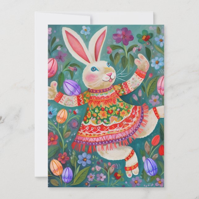 Cartão De Festividades Felz pascoa Bunny Dance (Frente)
