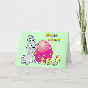 Cartão De Festividades Felz pascoa Bunny e Pintinho de Bebê