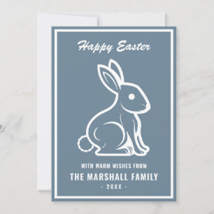 Cartão De Festividades Felz pascoa Coelho Coelho Slate Blue White Name